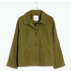 Madewell Olive Green Baylow Cropped Chore Jacket